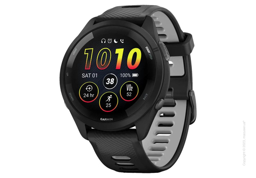 Garmin Forerunner 265 Black Bezel and Case with Black/Powder Gray Silicone Band