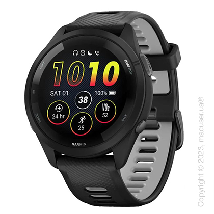 Garmin Forerunner 265 Black Bezel and Case with Black/Powder Gray Silicone Band