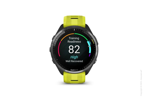 Garmin Forerunner 965 Carbon Gray DLC Titanium Bezel with Black Case and Amp Yellow/Black Silicone Band