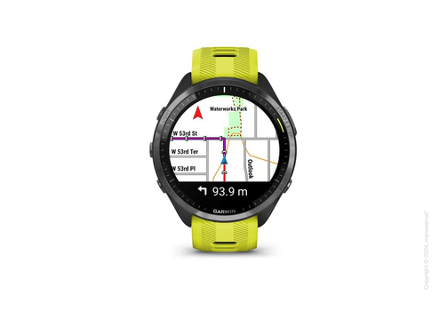 Garmin Forerunner 965 Carbon Gray DLC Titanium Bezel with Black Case and Amp Yellow/Black Silicone Band