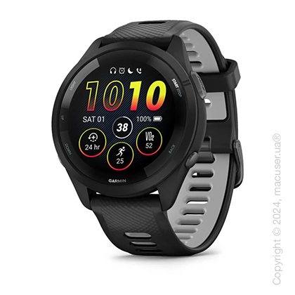 Спортивные часы Garmin Forerunner 265 Black Bezel and Case with Black/Powder Gray Silicone Band