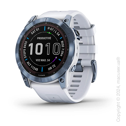 Спортивные часы Garmin Fenix 7X Sapphire Solar Edition Mineral Blue Titanium with Whitestone Band