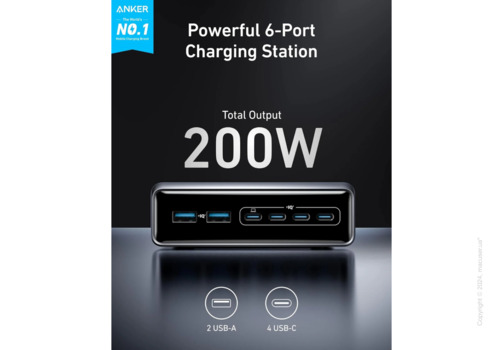 Сетевое зарядное устройство Anker Prime Charger 6 Ports GaN 200W