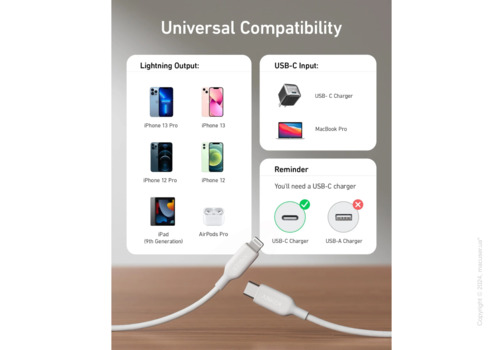 Кабель Anker 541 USB-C to Lightning Cable 0.9 м White