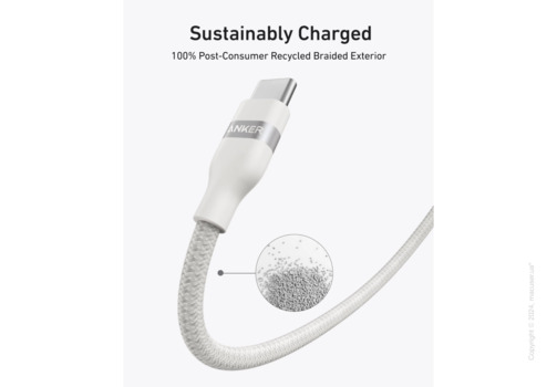 Кабель Anker USB-C to USB-C Cable (240W, Upcycled-Braided) 1.8 м White