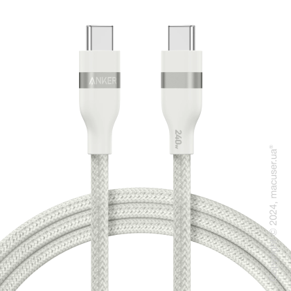 Кабель Anker USB-C to USB-C Cable (240W, Upcycled-Braided) 0.9 м White
