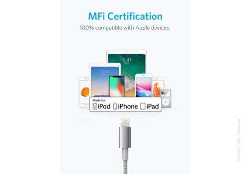 Кабель Anker 331 USB-A to Lightning Cable 1.8 м Silver
