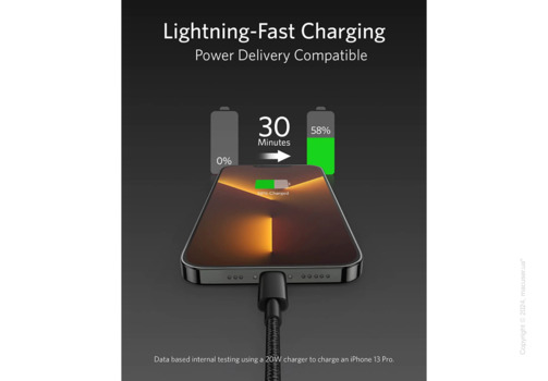 Кабель Anker 331 USB-C to Lightning Cable 1.8 м Black