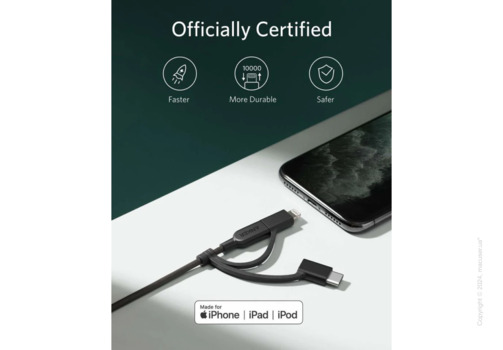 Anker 321 USB-A to Lightning Cable (3-in-1) 0.9 м Black