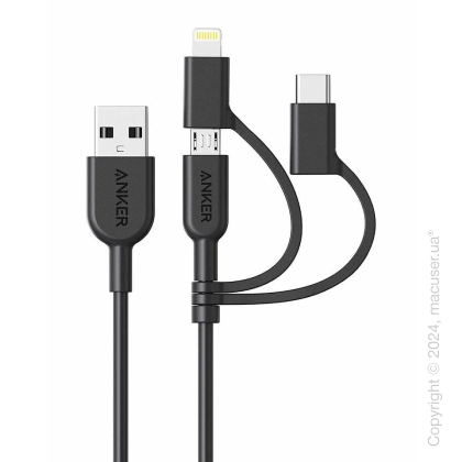 Anker 321 USB-A to Lightning Cable (3-in-1) 0.9 м Black