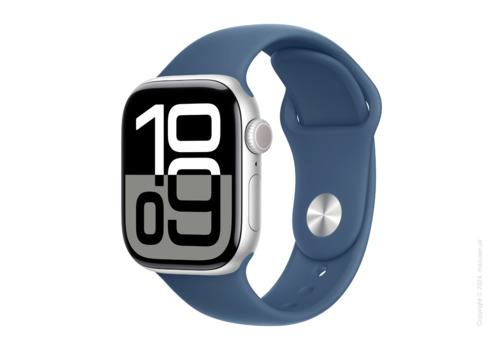 Apple Watch Series 10 42mm Silver Aluminum Case with Denim Sport Band - S/M