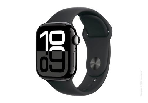 Apple Watch Series 10 42mm GPS + LTE, Jet Black Aluminum Case with Black Sport Band - M/L