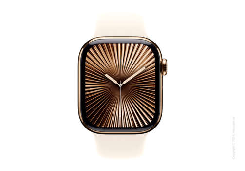 Apple Watch Series 10 42mm GPS + LTE, Gold Titanium Case with Starlight Sport Band - S/M