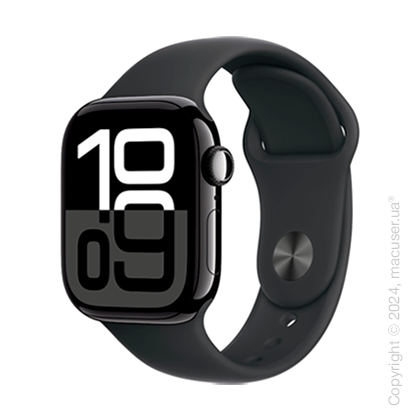 Apple Watch Series 10 46mm Jet Black Aluminum Case with Black Sport Band - S/M