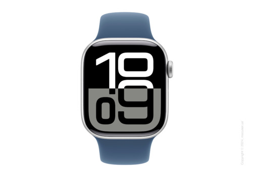 Apple Watch Series 10 46mm Silver Aluminum Case with Denim Sport Band - M/L