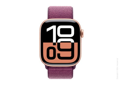 Apple Watch Series 10 46mm Rose Gold Aluminum Case with Plum Sport Loop