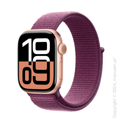 Apple Watch Series 10 46mm Rose Gold Aluminum Case with Plum Sport Loop