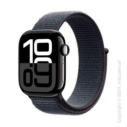 Apple Watch Series 10 46mm GPS + LTE, Jet Black Aluminum Case with Ink Sport Loop
