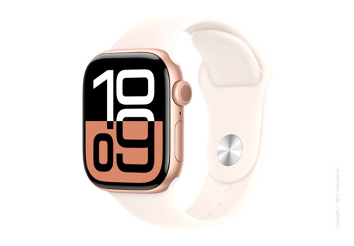 Apple Watch Series 10 46mm GPS + LTE, Rose Gold Aluminum Case with Light Blush Sport Band - S/M
