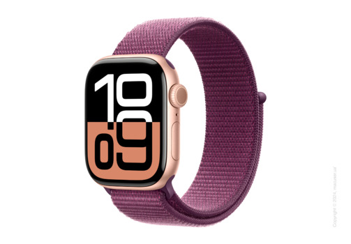 Apple Watch Series 10 46mm GPS + LTE, Rose Gold Aluminum Case with Plum Sport Loop