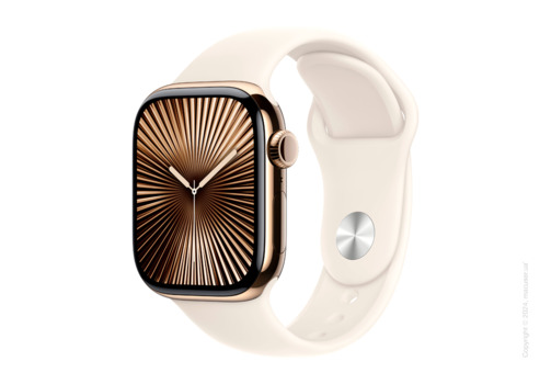 Apple Watch Series 10 46mm GPS + LTE, Gold Titanium Case with Starlight Sport Band - S/M