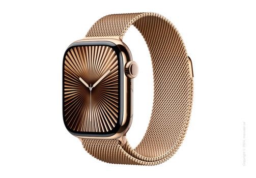 Apple Watch Series 10 46mm GPS + LTE, Gold Titanium Case with Gold Milanese Loop