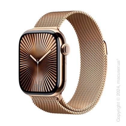 Apple Watch Series 10 46mm GPS + LTE, Gold Titanium Case with Gold Milanese Loop