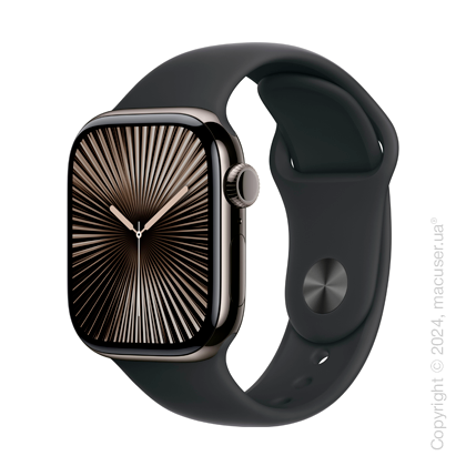 Apple Watch Series 10 46mm GPS + LTE, Slate Titanium Case with Black Sport Band - S/M