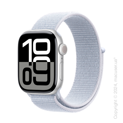 Apple Watch Series 10 46mm GPS + LTE, Silver Aluminum Case with Blue Cloud Sport Loop