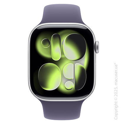 Apple Watch Series 11 GPS + Cellular 42mm Silver Aluminium Case with Purple Fog Sport Band - S/M