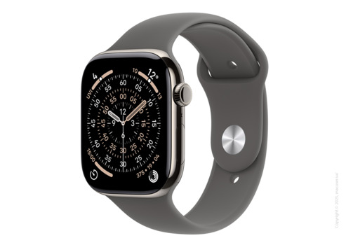 Apple Watch Series 11 GPS + Cellular 42mm Natural Titanium Case with Stone Grey Sport Band - S/M