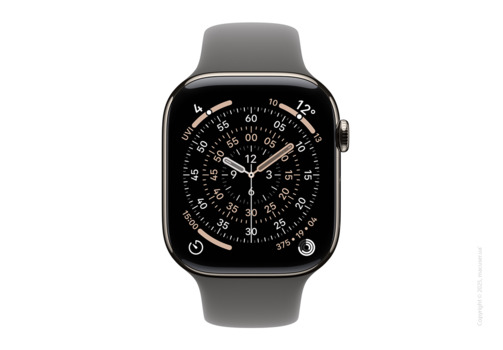 Apple Watch Series 11 GPS + Cellular 42mm Natural Titanium Case with Stone Grey Sport Band - S/M