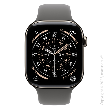Apple Watch Series 11 GPS + Cellular 42mm Natural Titanium Case with Stone Grey Sport Band - S/M