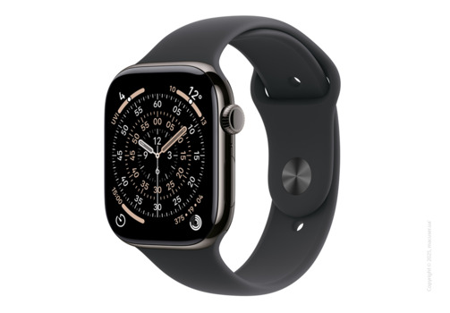 Apple Watch Series 11 GPS + Cellular 42mm Slate Titanium Case with Black Sport Band - M/L