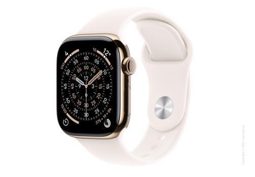 Apple Watch Series 11 GPS + Cellular 42mm Gold Titanium Case with Light Blush Sport Band - M/L