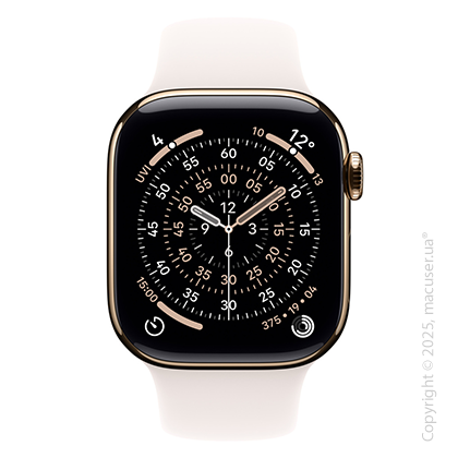 Apple Watch Series 11 GPS + Cellular 42mm Gold Titanium Case with Light Blush Sport Band - M/L