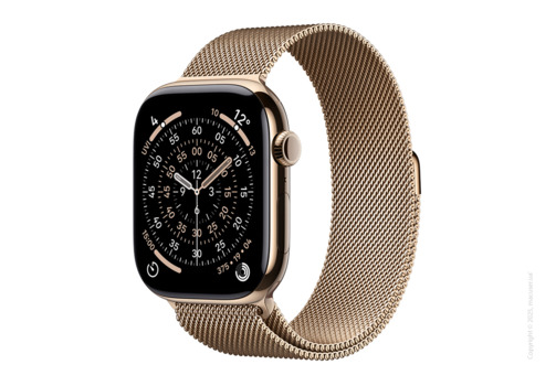 Apple Watch Series 11 GPS + Cellular 42mm Gold Titanium Case with Gold Milanese Loop
