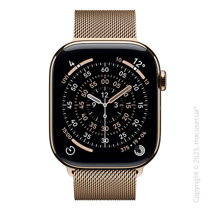 Apple Watch Series 11 GPS + Cellular 42mm Gold Titanium Case with Gold Milanese Loop