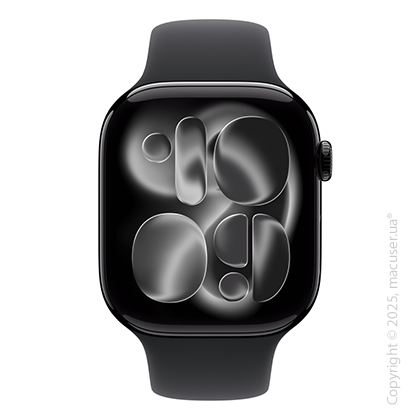 Apple Watch Series 11 GPS + Cellular 46mm Jet Black Aluminium Case with Black Sport Band - M/L