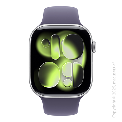 Apple Watch Series 11 GPS + Cellular 46mm Silver Aluminium Case with Purple Fog Sport Band - S/M