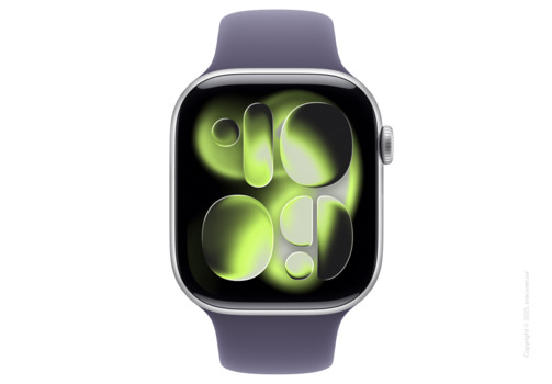Apple Watch Series 11 GPS + Cellular 46mm Silver Aluminium Case with Purple Fog Sport Band - M/L