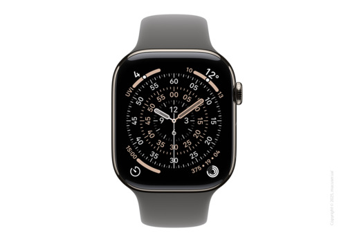 Apple Watch Series 11 GPS + Cellular 46mm Natural Titanium Case with Stone Grey Sport Band - S/M