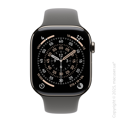 Apple Watch Series 11 GPS + Cellular 46mm Natural Titanium Case with Stone Grey Sport Band - S/M