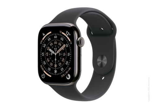 Apple Watch Series 11 GPS + Cellular 46mm Slate Titanium Case with Black Sport Band - S/M