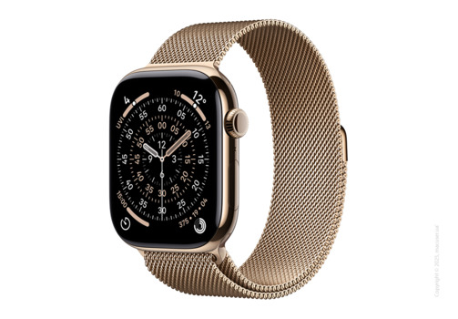 Apple Watch Series 11 GPS + Cellular 46mm Gold Titanium Case with Gold Milanese Loop - S/M