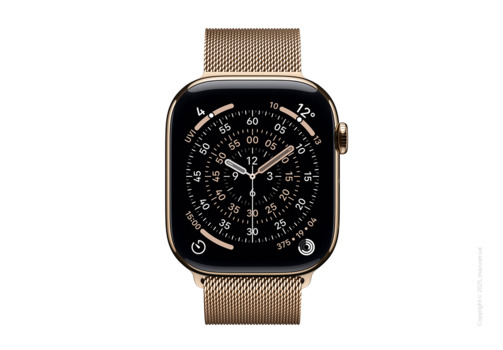 Apple Watch Series 11 GPS + Cellular 46mm Gold Titanium Case with Gold Milanese Loop - S/M