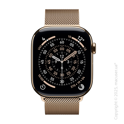 Apple Watch Series 11 GPS + Cellular 46mm Gold Titanium Case with Gold Milanese Loop - S/M