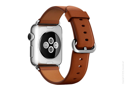 Классический золотисто-коричневый кожаный ремешок Saddle Brown Classic Buckle 38mm