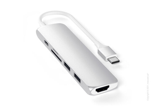 Адаптер Satechi Aluminum Type-C Slim Multi-Port Adapter 4K V2 Silver