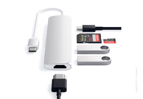 Адаптер Satechi Aluminum Type-C Slim Multi-Port Adapter 4K V2 Silver